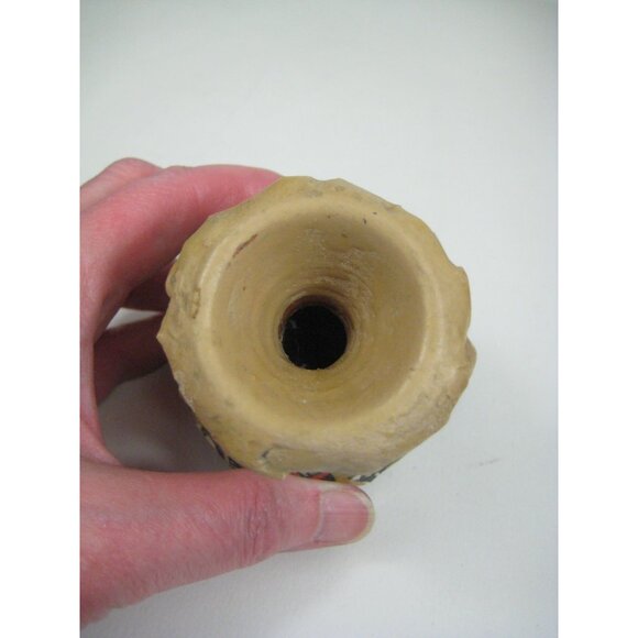 Vintage Mosaic Small Clay Vase Pitcher Handle Spout Signed Rustic Boho - Picture 6 of 7